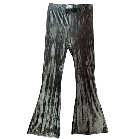 Urban Outfitters Womens Alura Velvet Flared Pants Size M Silver Metallic Party - Picture 1 of 12
